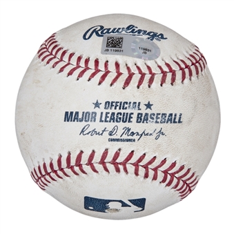 2016 Manny Machado Game Used OML Manfred Baseball Used on 4/15/16 For a Double (MLB Authenticated)